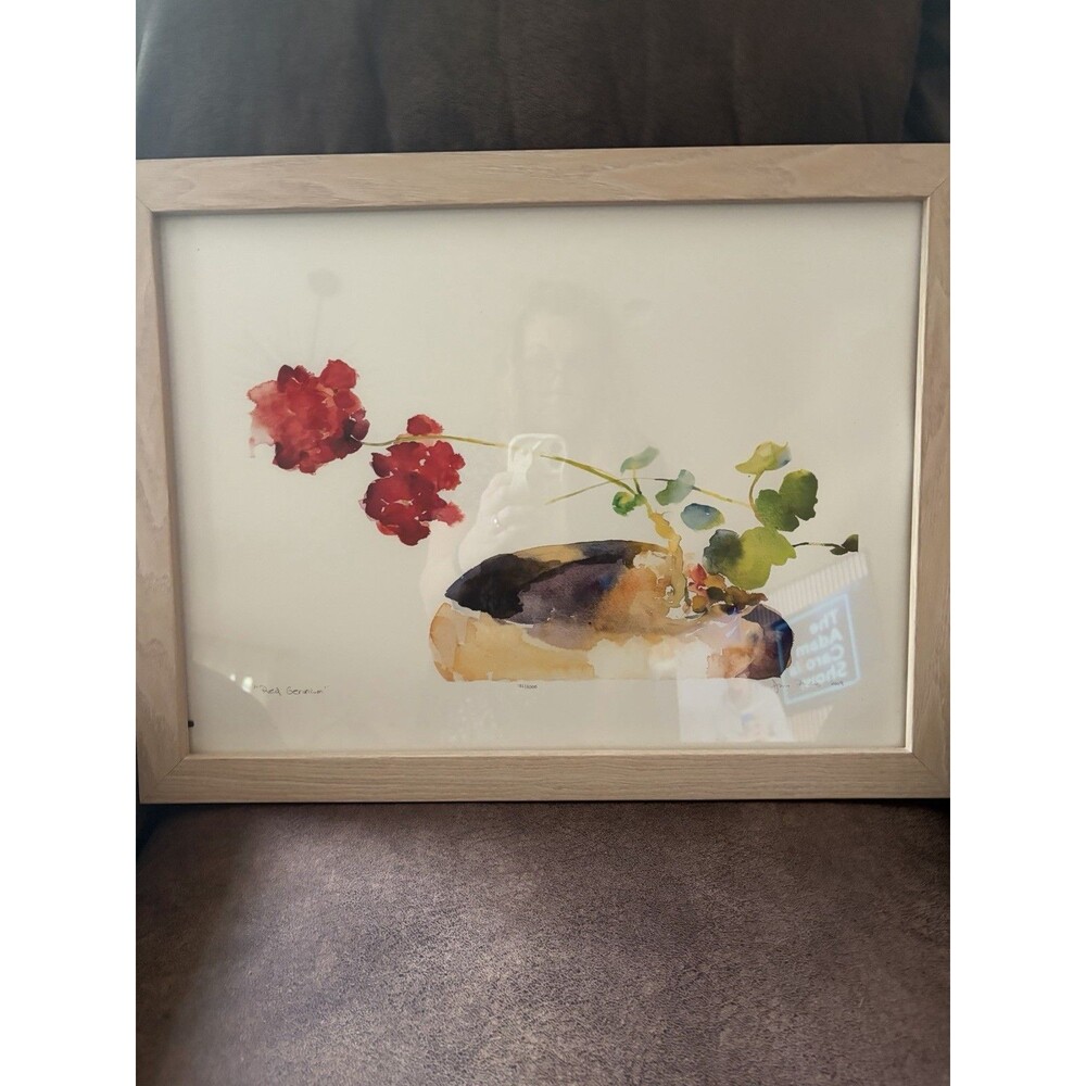 Jim Dine Red Geranium 2008 Sign Numbered Abstract Floral Print 15x20 Watercolor